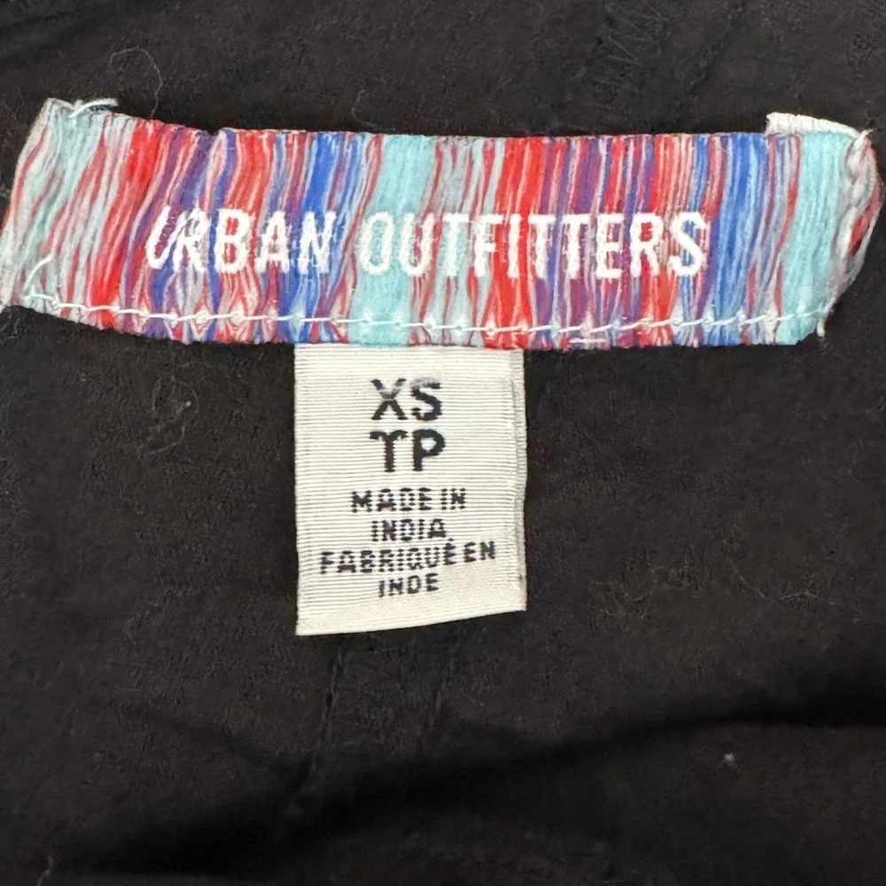 Urban Outfitters Black Satin Lace Trim Slip Dress Mini Lace Up Back‎ XS